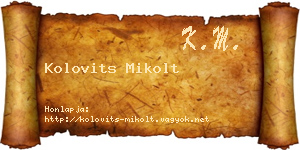 Kolovits Mikolt névjegykártya